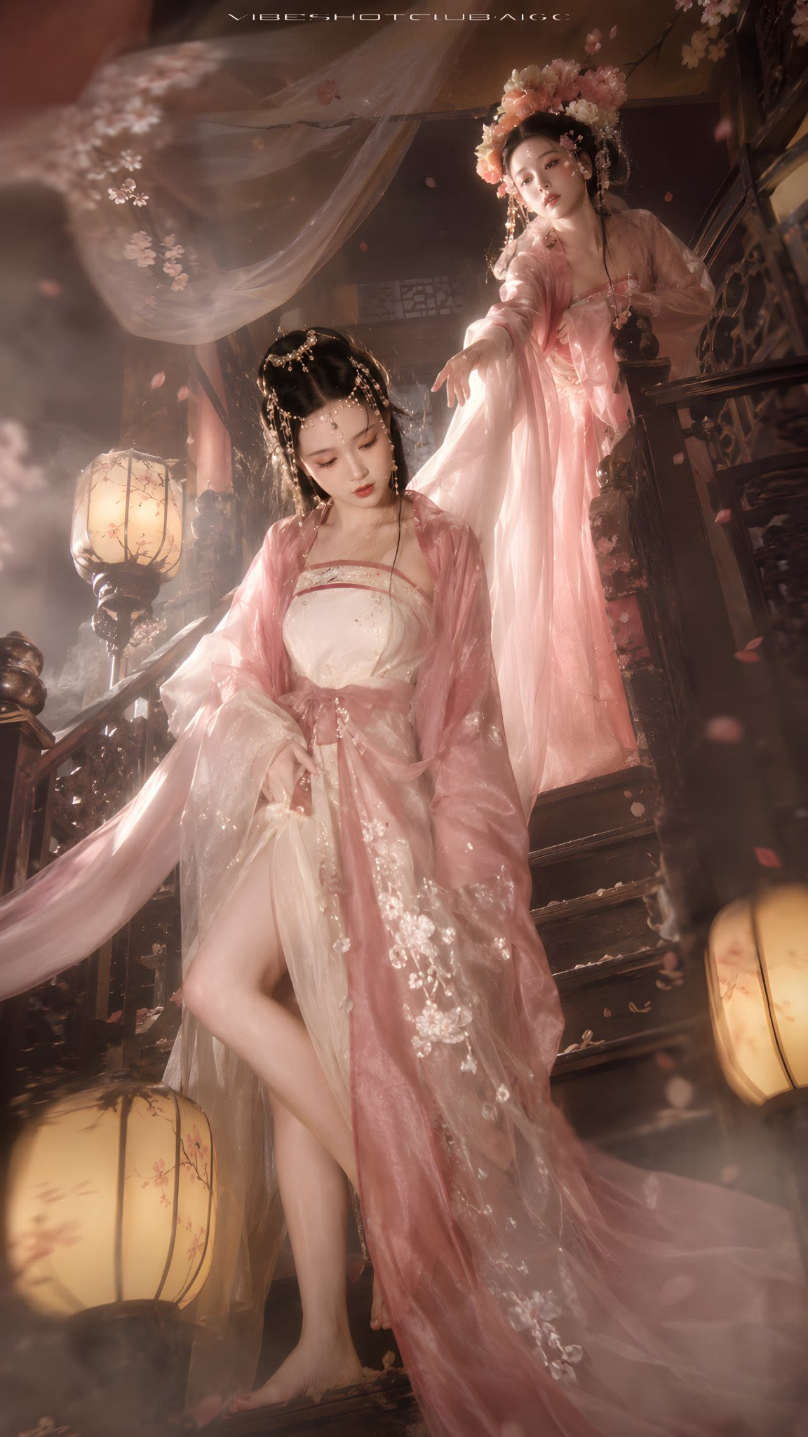 柔雾暖光和棕紫暗部的古风摄影参考图